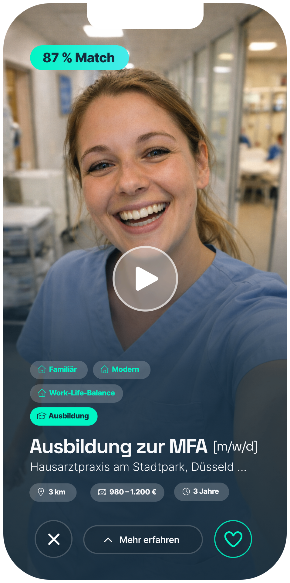 App-Mockup – Swipe-Ansicht